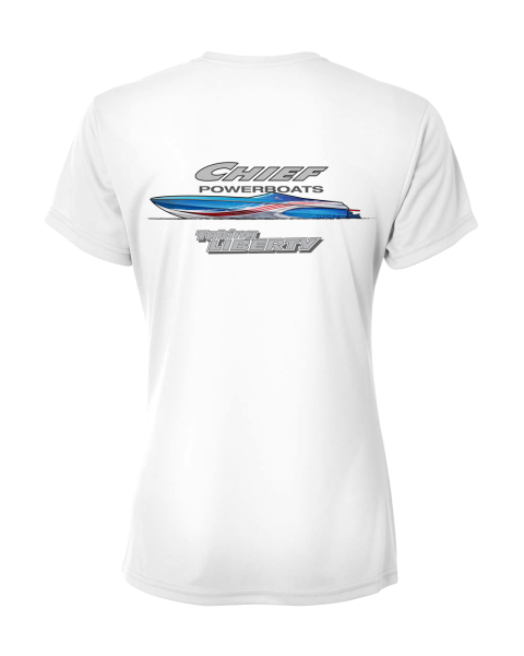 Chief Powerboats - Chief Powerboats Ladies 43 Punisher Short Sleeve Performance Graphic T-Shirt