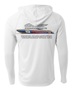 Chief Powerboats Warpath Long Sleeve Performance Cooling Hooded Tee Graphic Shirt